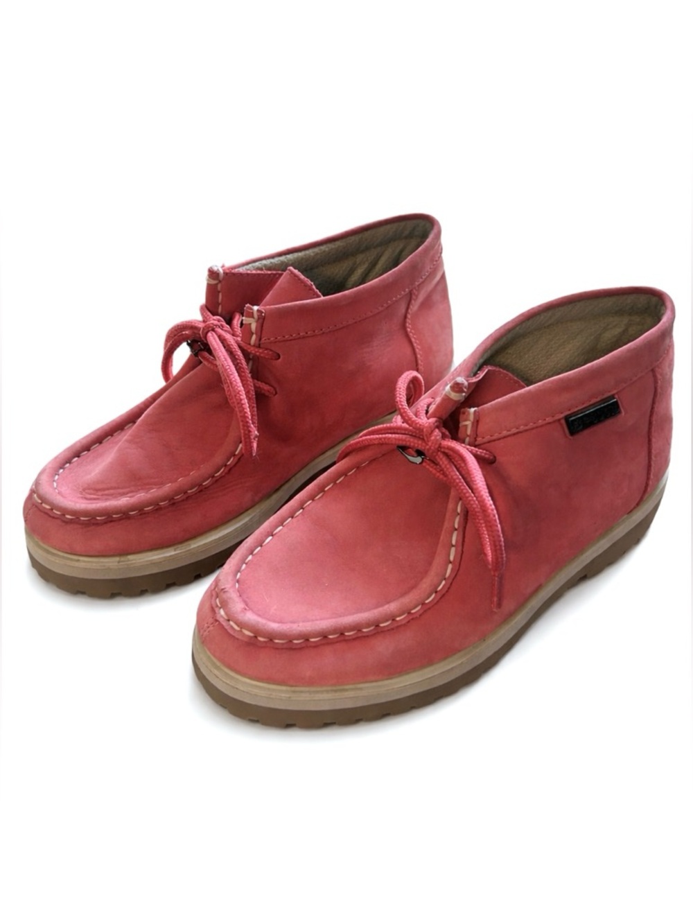 Buffalino Pink Suede Chukka‎ Boots Moc Toe Lug Sole EU 38 Boho Casual
